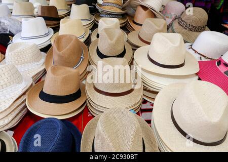 hat on sale on street market in Vienna, Austria Stock Photo