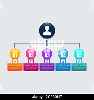 Five steps process chart slide template. Business data. Flow, diagram, design. Creative concept for infographic, presentation. Can be used for topics Stock Vector