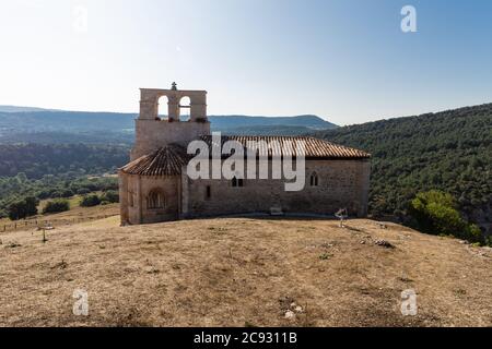 Apse of the Romanesque hermitage of San Pantaleon de Losa in Las Stock Photo