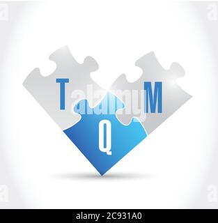 Total quality management puzzle pieces illustration design over a white background Stock Vector