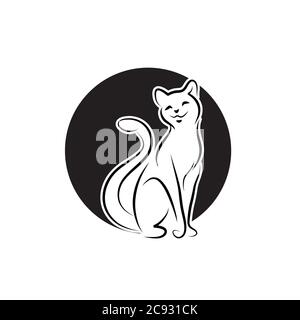 Cat Animal Pet Logo Minimalism Stock Template Vector on White Background Stock Vector