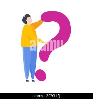 Man with question. Frequently asked Questions. Flat vector illustration. Stock Vector