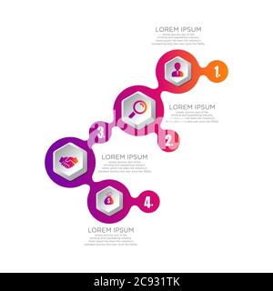 four steps process chart slide template. Business data. Flow, diagram, design. Creative concept for infographic, presentation. Can be used for topics Stock Vector