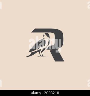 Modern black raven logo. Vector illustration. Stock Vector