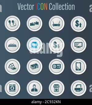 Pawn shop icons set Stock Vector