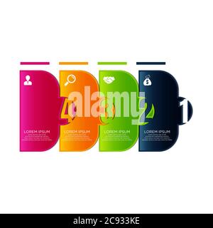 four steps process chart slide template. Business data. Flow, diagram, design. Creative concept for infographic, presentation. Can be used for topics Stock Vector