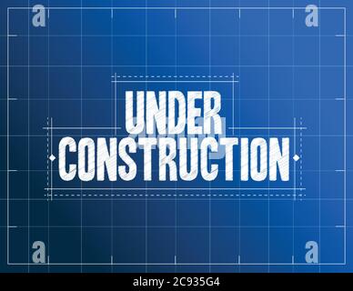 Under construction blueprint illustration design over a blue background Stock Vector