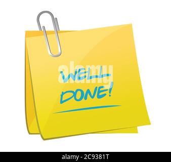 Well done post it illustration design over a white background Stock Vector