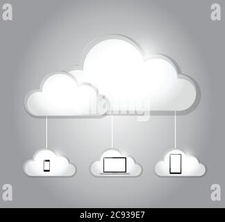Cloud computing electronics connection illustration design over a grey background Stock Vector