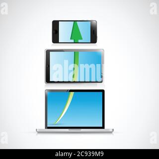 Electronics and up business graph illustration design over a white background Stock Vector