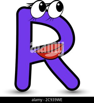 Funny cartoon styled font letter A with smiling face vector