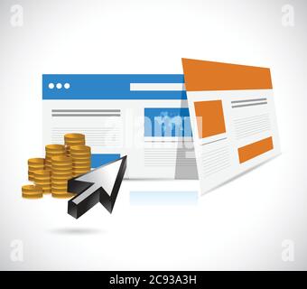 Websites templates and coins illustration design over a white background Stock Vector