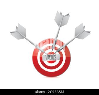 Values target and dart illustration design over a white background Stock Vector