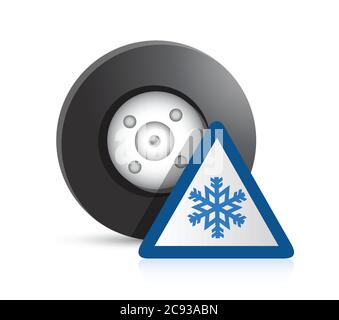 Wheel and snowflake sign illustration design over a white background Stock Vector