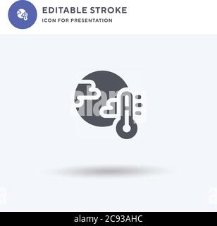 Global Warming icon vector, filled flat sign, solid pictogram isolated on white, logo illustration. Global Warming icon for presentation. Stock Vector