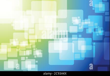 Blue and green technology cubes modern illustration design graphic background Stock Vector