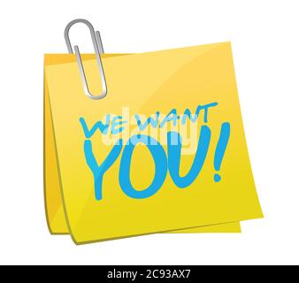 We want you post message illustration design over a white background Stock Vector