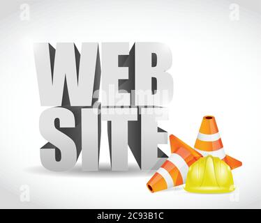 Website under construction 3d text banner sign illustration design over white Stock Vector