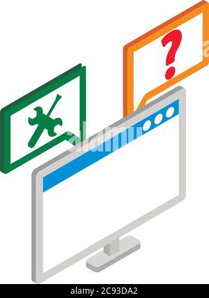 Technical support icon, isometric style Stock Vector