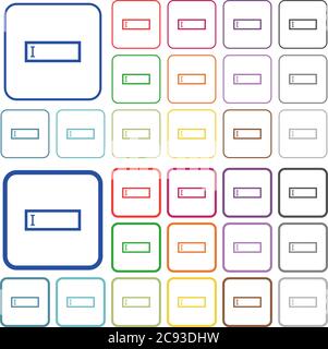 Editbox with editing cursor color flat icons in rounded square frames. Thin and thick versions included. Stock Vector
