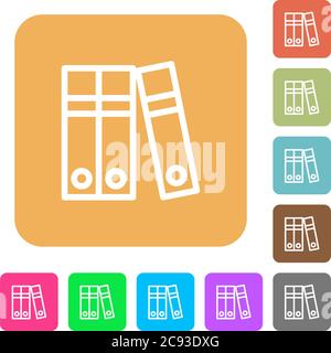 Document folders flat icons on rounded square vivid color backgrounds. Stock Vector