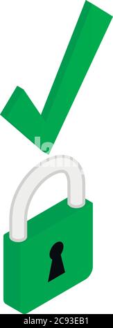 Padlock seo icon, isometric style Stock Vector