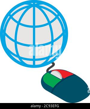 Global communication icon, isometric style Stock Vector