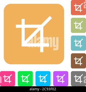 Crop tool flat icons on rounded square vivid color backgrounds. Stock Vector
