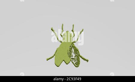 INSECT FLY from a perspective on the wall. A thick sculpture made of ...
