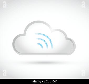 White cloud computing wifi illustration design over a white background Stock Vector