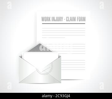 Work injury claim form documents paper illustration design over a white background Stock Vector
