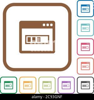 Application installing simple icons in color rounded square frames on white background Stock Vector