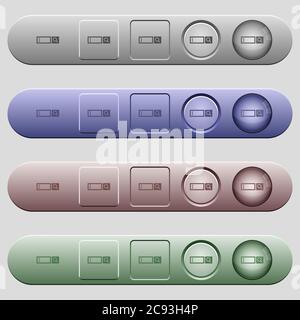 Search box icons on rounded horizontal menu bars in different colors and button styles Stock Vector