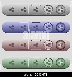 Shared folders icons on rounded horizontal menu bars in different colors and button styles Stock Vector