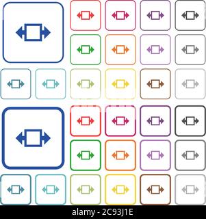 Width tool color flat icons in rounded square frames. Thin and thick versions included. Stock Vector