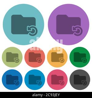 Undo folder operation darker flat icons on color round background Stock Vector