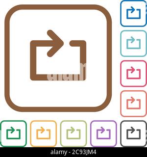Media loop simple icons in color rounded square frames on white background Stock Vector