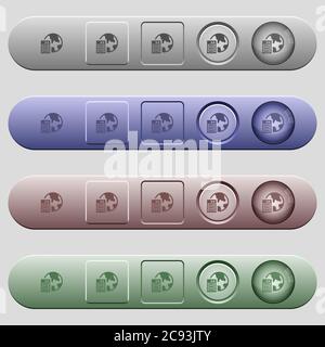 Web hosting icons on rounded horizontal menu bars in different colors and button styles Stock Vector