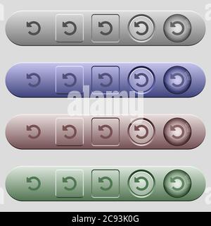 Undo changes icons on rounded horizontal menu bars in different colors and button styles Stock Vector