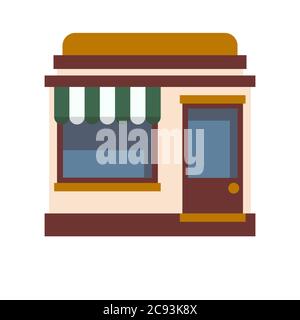Icon of the facade of the cafe with a white green terrace Stock Vector