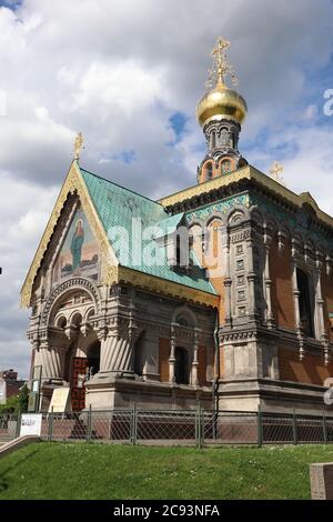 Darmstadt, Hessen/ None - May 31 2019: Russian orthodox Church of Darmstadt, Germany Stock Photo