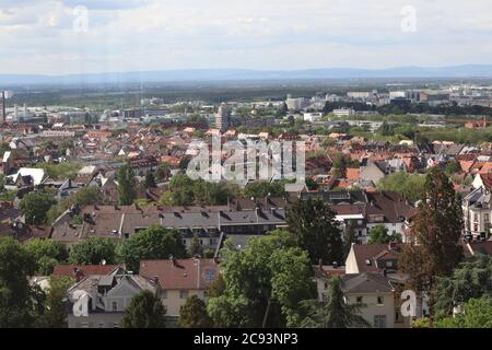 Darmstadt, Hessen / Germany - May 31 2019: Aerial view on the town of Darmstadt Stock Photo