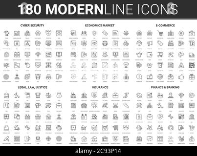 Legal system, law and justice thin line icons set vector illustration ...