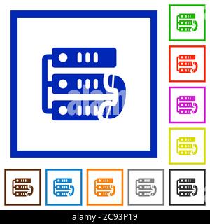 VoIP call flat color icons in square frames on white background Stock Vector