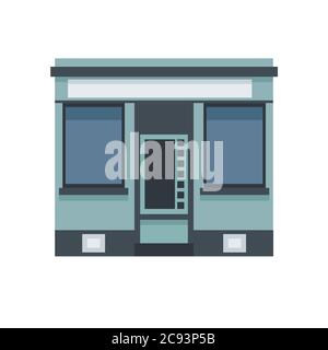 The facade of a stylish building in gray tones on a white background Stock Vector