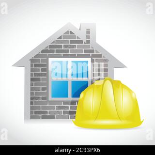 House and construction helmet illustration design over a white background Stock Vector