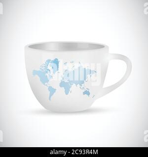 World map coffee mug illustration design over white Stock Vector