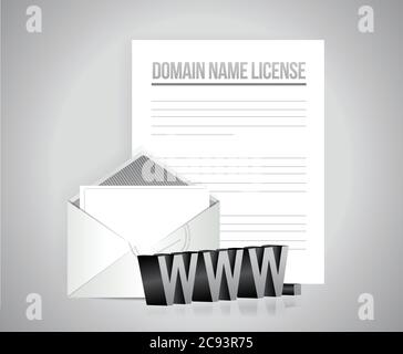 Domain name license papers illustration design over a grey background Stock Vector