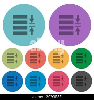 Adjust line spacing darker flat icons on color round background Stock Vector