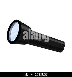 Cartoon black flashlight, vector illustration Stock Vector